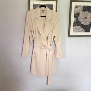 Cream Belted Blazer Mini Dress
